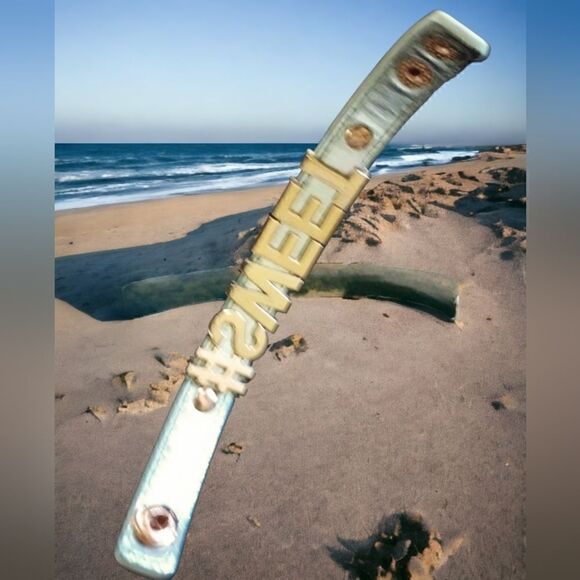 CUFF BCBG SILVER LEATHER 3/4" "#SWEET" ROSE GOLD Tone SLIDE Letters 7-7 1/2" - Picture 8 of 13